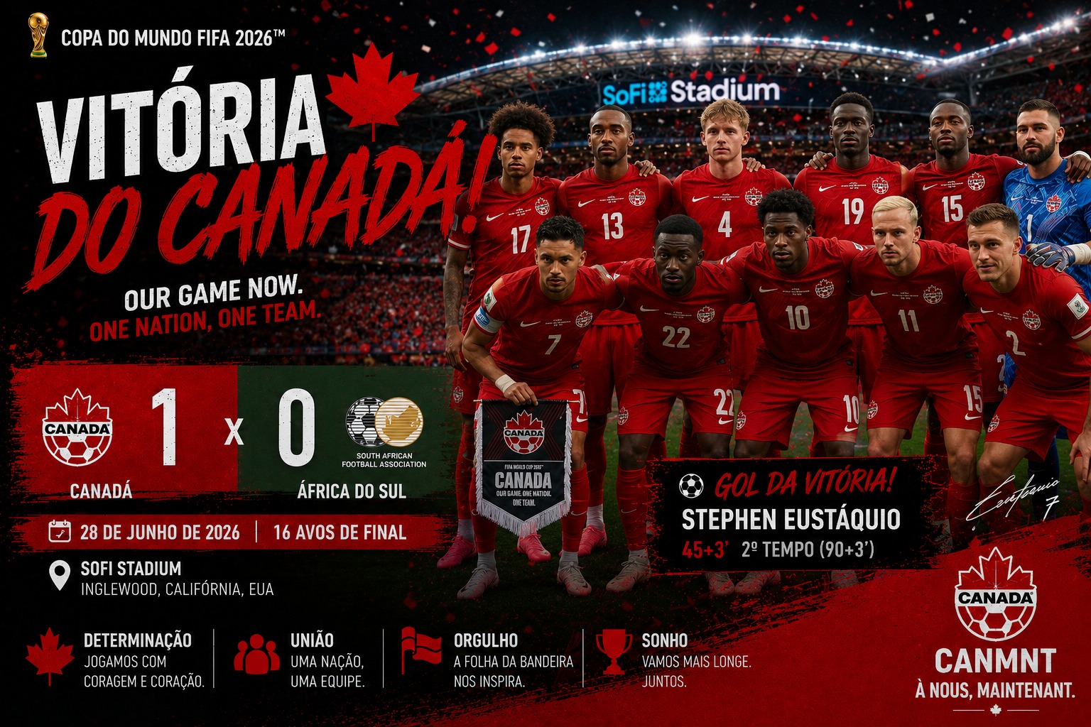 Canadá vence a África do Sul e vai às oitavas da Copa pela primeira vez na história