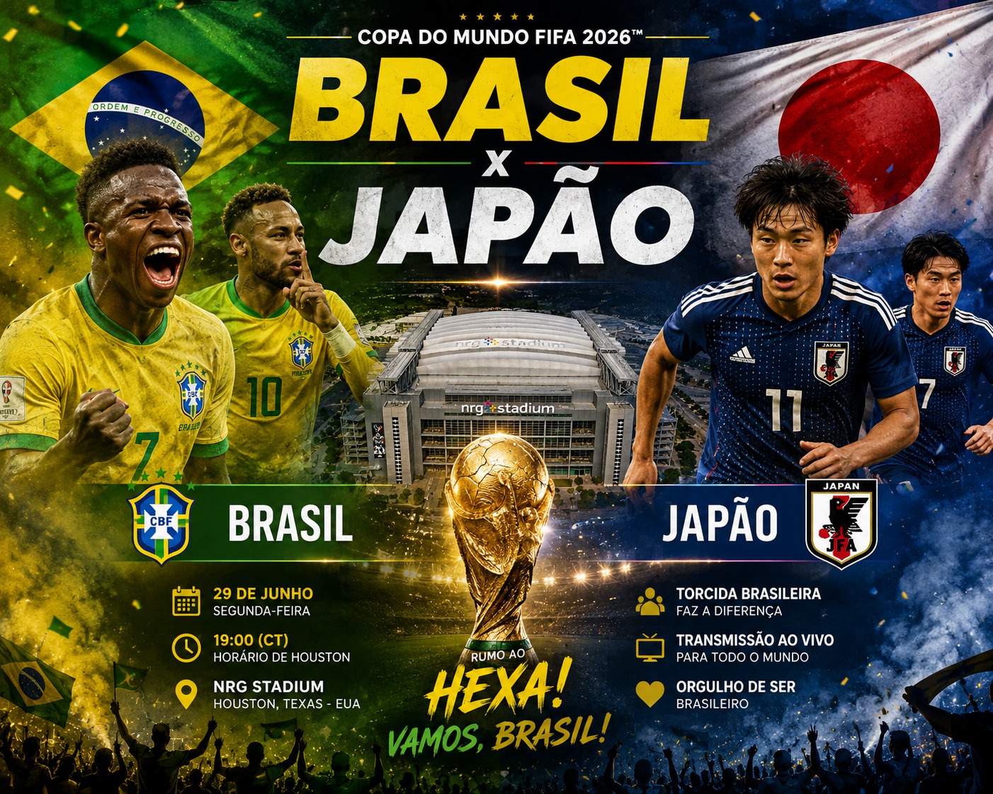 Brasil x Japão: confiança em alta, torcida toma conta de Houston e Ancelotti prepara a Seleção para o primeiro grande teste do mata-mata.